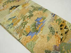 アンティーク　寺院風景模様織り出し丸帯（材料）